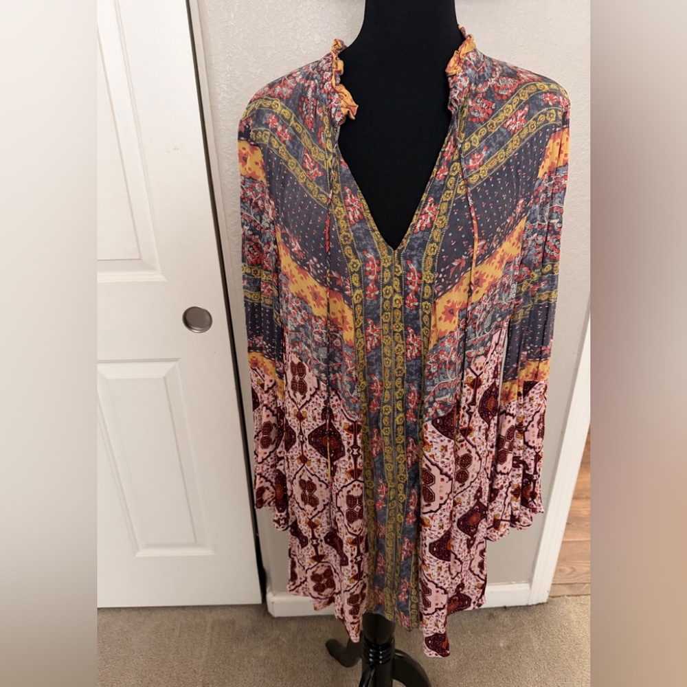 Umgee Multicolor Floral Mixed Print Top — Pink, Rust & Mustard Accents